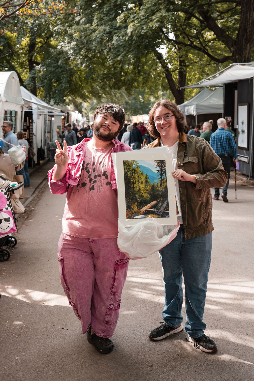 Happy art buyers at St. James Court